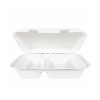 Box Rectangular Pulpa de 1400 ml con 2 Compartimientos - Medidas 25x16 (boca) x 6,5 (alt.) cm - 150 Unidades por Caja - 82026 - Macadamia