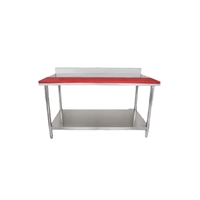 Mesa de Trabajo Desmontada de Tubo Redondo con Tabla de Cortar y Respaldo, WT-C105000, 1000 x 700 x 850+100 mm, Tabla de cortar integrada - HS HOSTELERIA