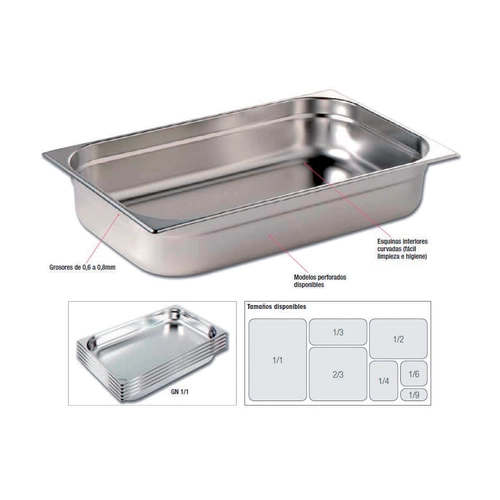 Tampas Cubas GN Aço Inoxidável, GNCH7, GN1/1 - GNCH7