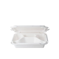 Box Rectangular Pulpa de 700 ml con 4 Compartimientos - Medidas 20,8x18 (boca) x 4,4 (alt.) cm - 300 Unidades por Caja - 82017 - Macadamia