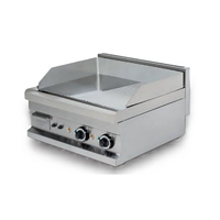 Fry Top Eléctrico y Parrillas Lava a Gas, 6S 6FTELR, Encimera Lisa y Rallada, Eléctrico, 2 x 3,0 Kw - Mes cooking