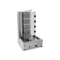 Asador de Kebab GSG-950, GLP, Acero Inoxidable, 4 de Gas con Rejilla Protectora, Doner/Gyros/Kebab/Shawarma - Clima Hostelería